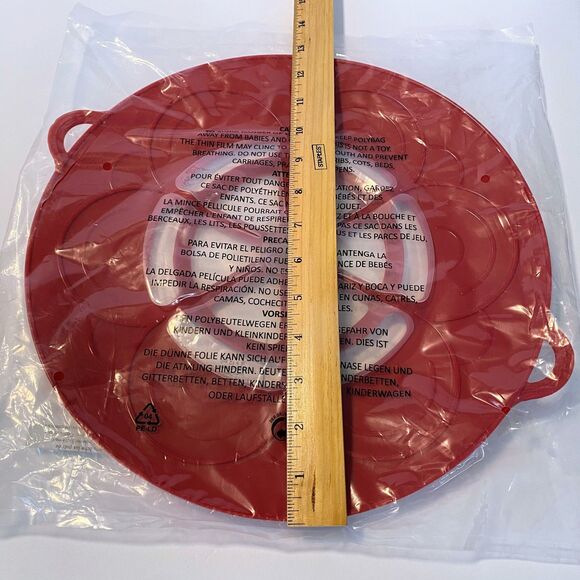 NEW PAMPERED CHEF Large size 12-3/4" BOIL OVER NO MORE Silicone RED #2423 - Picture 2 of 4